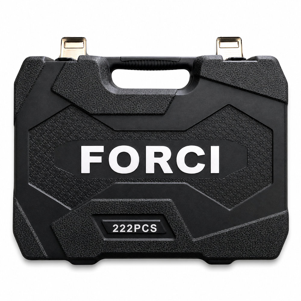 Başlıq Açar Dəsti, FORCI, UANABF222 , 6 guşəli, Cırcır 1/4, 3/8 və 1/2 düym, 222 parça