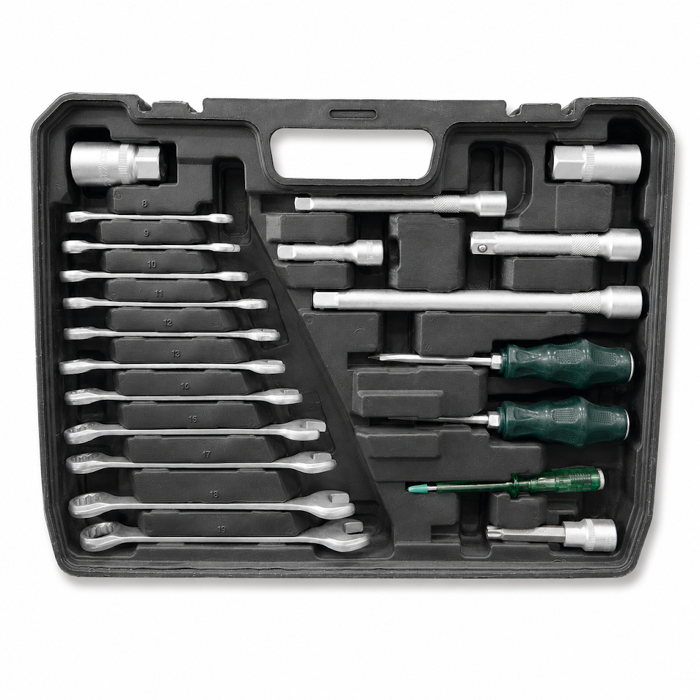 Başlıq Açar Dəsti, FORCI, UANAB121 , 6 guşəli, Cırcır 1/4, 3/8 və 1/2 düym, filter açar, 121 parça