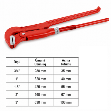 Qaz açarı, FORCI, UAQAZA1.5, ağız genişliyi 55 mm