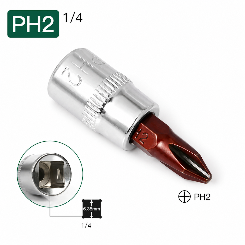 Ucluq, FORCI, UAPAL8PH2, Cırcır Açar üçün, Polad, 1/4 dyüm, PH2