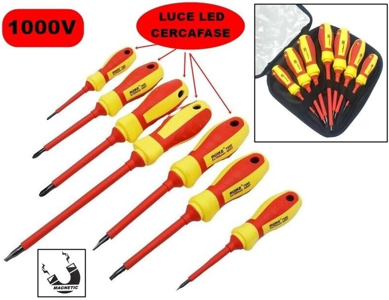 Набор отверток, FORCI, UANABOS, красно-желтый, изолированные, с индикатором, магнитный наконечник, 7 предметов