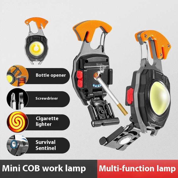 Фонарь-брелок, FORCI, UAFANBB, COB LED, USB Type-C, перезаряжаемый, с открывалкой, отверткой, зажигалкой и свистком