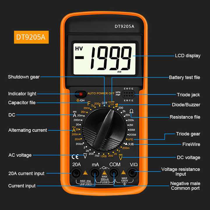 Мультиметр, FORCI, UATES9205, цифровой, DT9205A